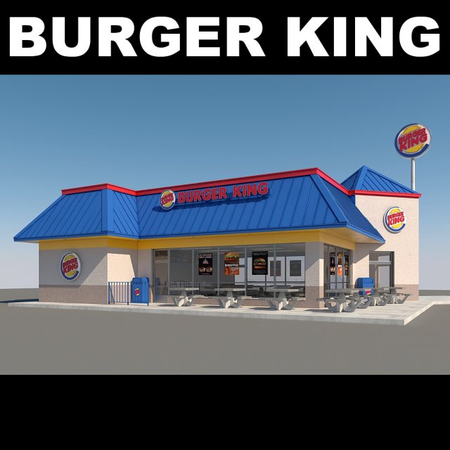 burger king restaurant 3D Model .c4d .max .obj .3ds .fbx .stl .blend 