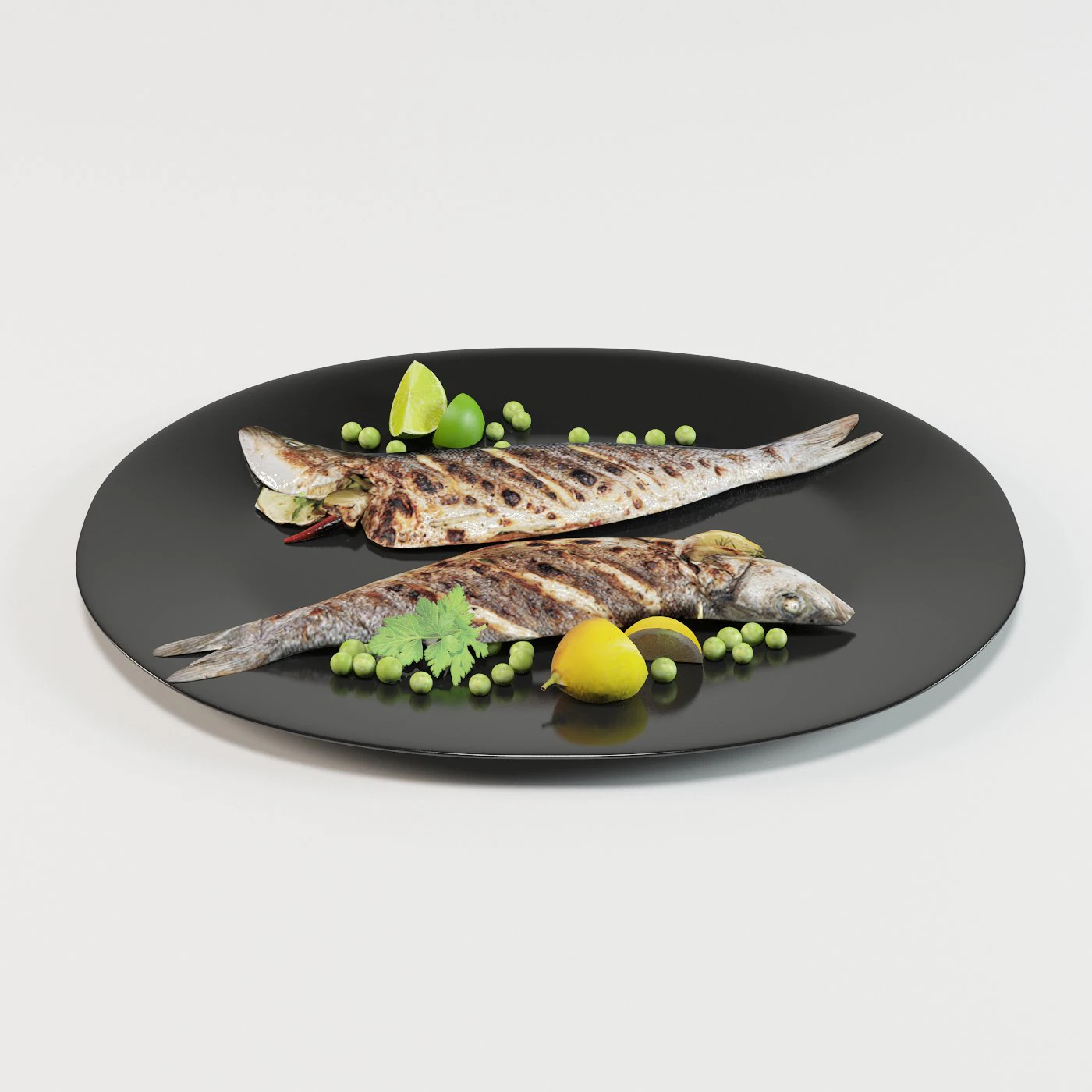grilled whole fish 3D Model .c4d .max .obj .3ds .fbx .stl .blend