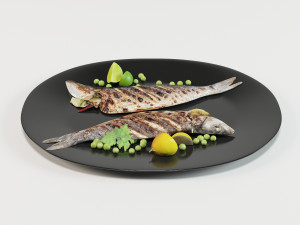 grilled whole fish Model 3D