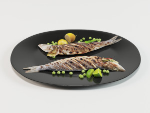 grilled whole fish 3D Model