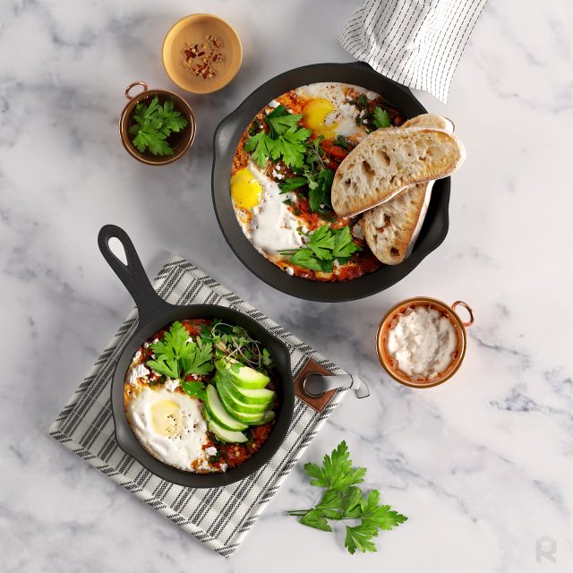 shakshuka with spinach and harissa 3D 模型 .c4d .max .obj .3ds .fbx .stl .blend 