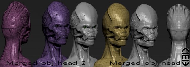 alien head 3D Model .c4d .max .obj .3ds .fbx .stl .blend 