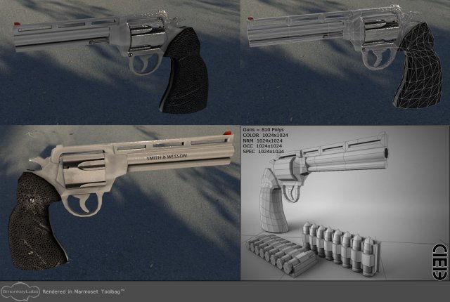smith wesson Modèle 3D .c4d .max .obj .3ds .fbx .stl .blend 
