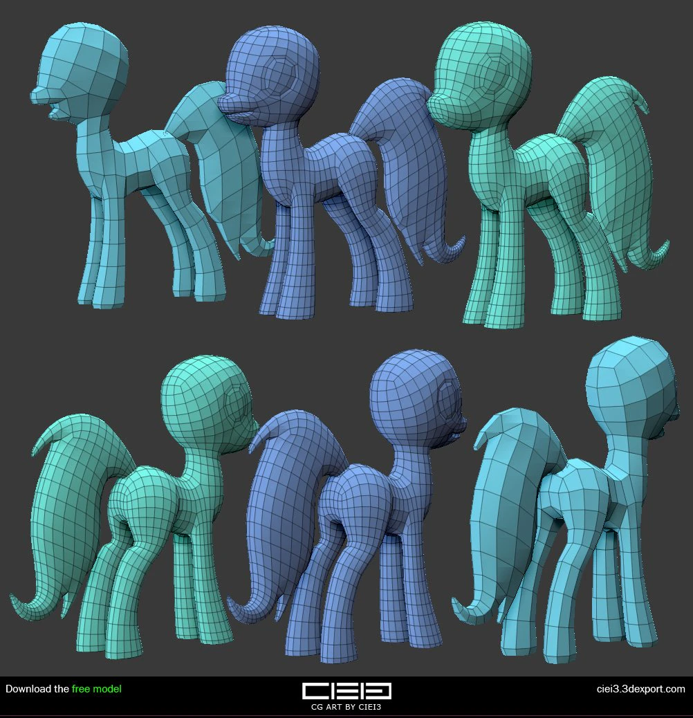 my little pony base mesh 3D Model .c4d .max .obj .3ds .fbx .stl .blend 