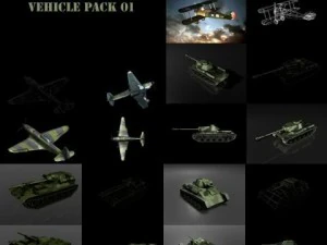 paquete de vehículos de las guerras mundiales 01 Modelo 3D