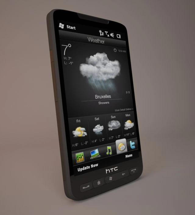htc hd2 cellphone 3D Model .c4d .max .obj .3ds .fbx .stl .blend 