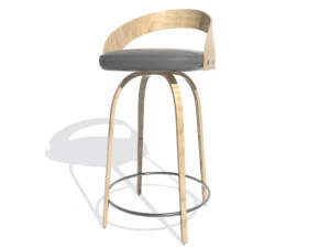 kursi bar kayu Model 3D
