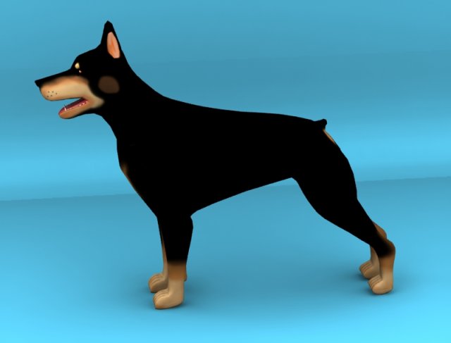 dobermann dog 3D 모델 .c4d .max .obj .3ds .fbx .stl .blend 