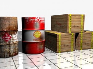 barrel and box shipping Model 3D