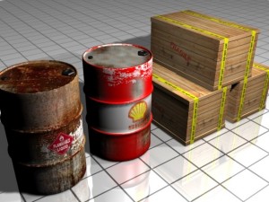 barrel and box shipping Model 3D