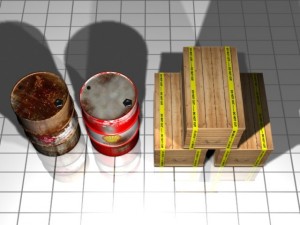barrel and box shipping Model 3D
