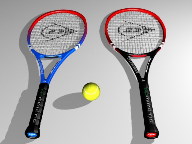 tennis racket and ball Modelo 3D .c4d .max .obj .3ds .fbx .stl .blend