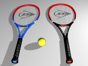 tennis racket and ball Model 3D