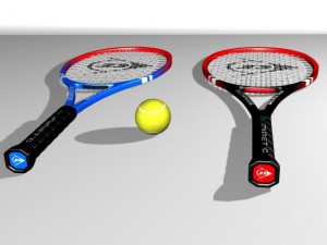 tennis racket and ball Modelo 3D