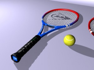 tennis racket and ball Modelo 3D