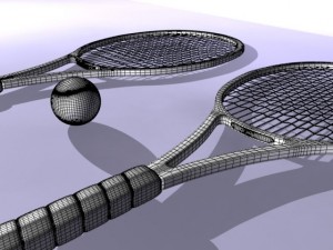 tennis racket and ball Modelo 3D