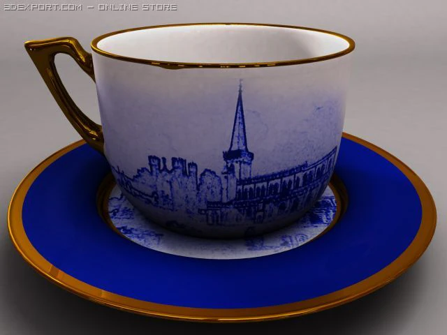 ティーカップ 3Dモデル .c4d .max .obj .3ds .fbx .stl .blend 