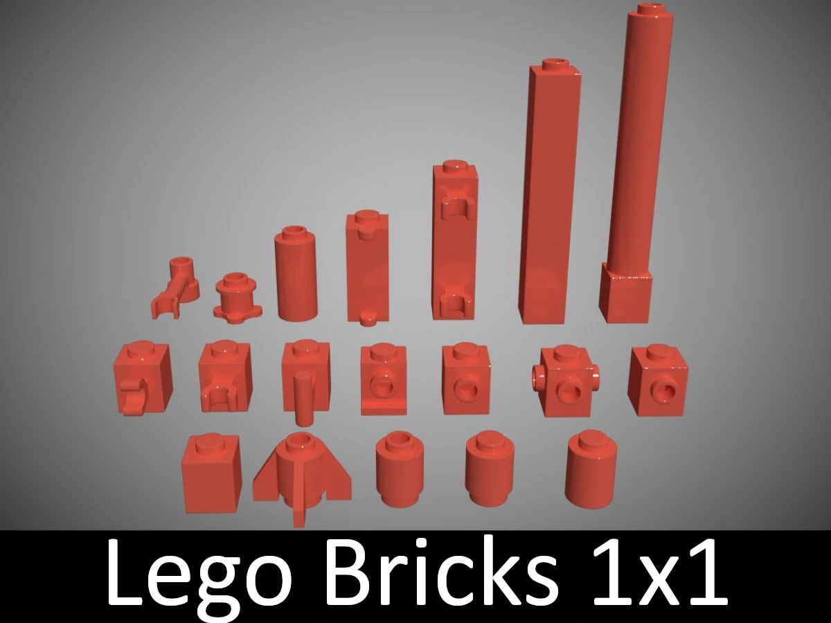 pe&ccedil;as de lego 1x1 Modelo 3D .c4d .max .obj .3ds .fbx .stl .blend 