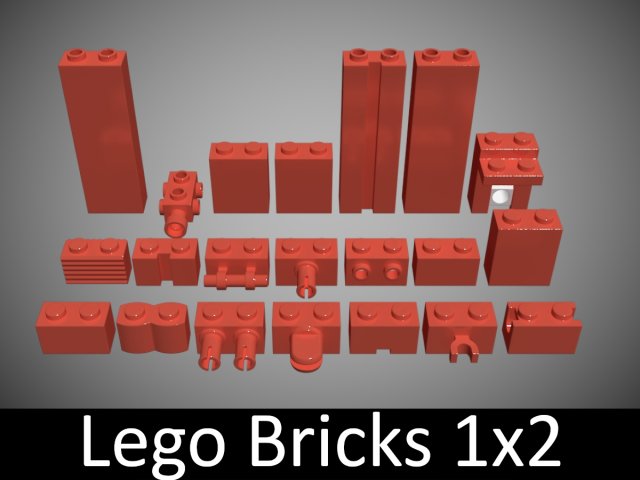 lego bricks 1x2 Modelo 3D .c4d .max .obj .3ds .fbx .stl .blend 