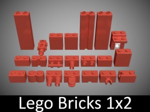 lego bricks 1x2 3D मॉडल