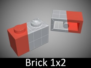 lego bricks 1x2 Modelo 3D