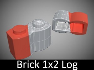 lego bricks 1x2 Modelo 3D