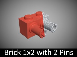 lego bricks 1x2 Modelo 3D