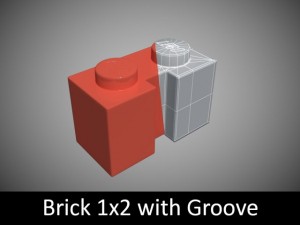 lego bricks 1x2 Modelo 3D