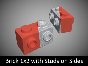 lego bricks 1x2 Modelo 3D