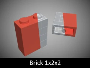 pe&ccedil;as de lego 1x2 Modelo 3D