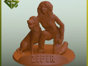 Зворушливий зв'язок дівчини та собаки 3D Принт Модель