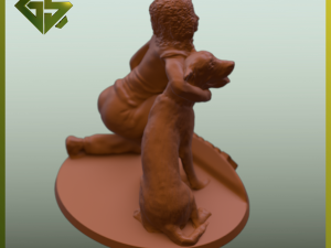 Heartwarming Connection Girl and Dog Modelo de Impressão 3D