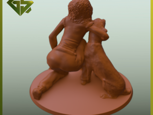 Heartwarming Connection Girl and Dog Modelo de Impressão 3D