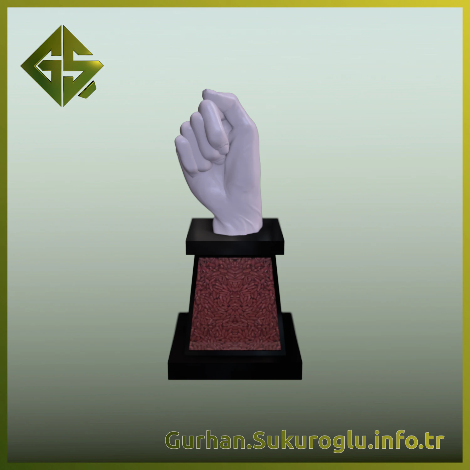 Wheat Pedestal Held in Hand 3D Print Model .c4d .max .obj .3ds .fbx .stl .blend 