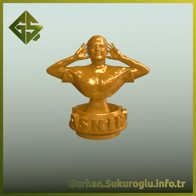 Mauro Icardi Bust with Elegant Askin Olayim Inscription 3Dプリントモデル .c4d .max .obj .3ds .fbx .stl .blend 