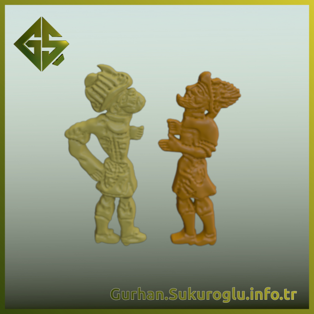 Bas-Relief Artwork of Karagoz and Hacivat Model Cetak 3D .c4d .max .obj .3ds .fbx .stl .blend 