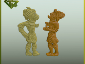 Bas-Relief Artwork of Karagoz and Hacivat 3D Принт Модель