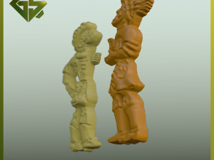 Bas-Relief Artwork of Karagoz and Hacivat Model Cetak 3D