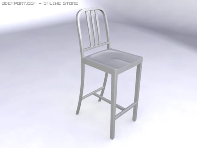 aluminum barstool 3D Model .c4d .max .obj .3ds .fbx .stl .blend 