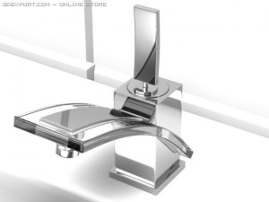 single handle chrome bathroom sink faucet 3D Model