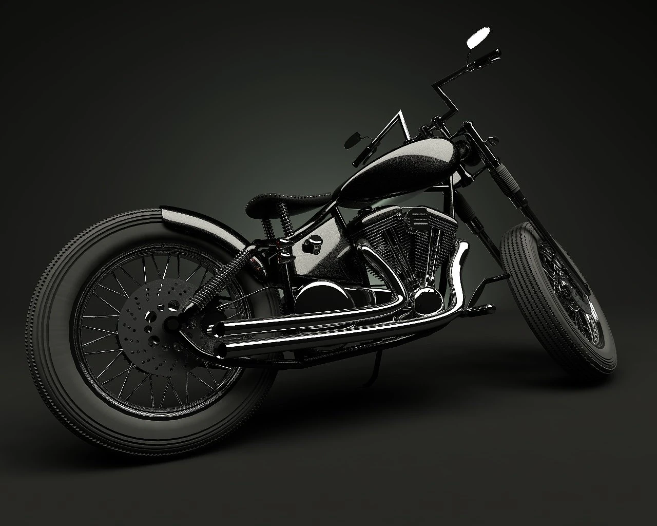 motorcycle bobber chopper 3D Model .c4d .max .obj .3ds .fbx .stl .blend 