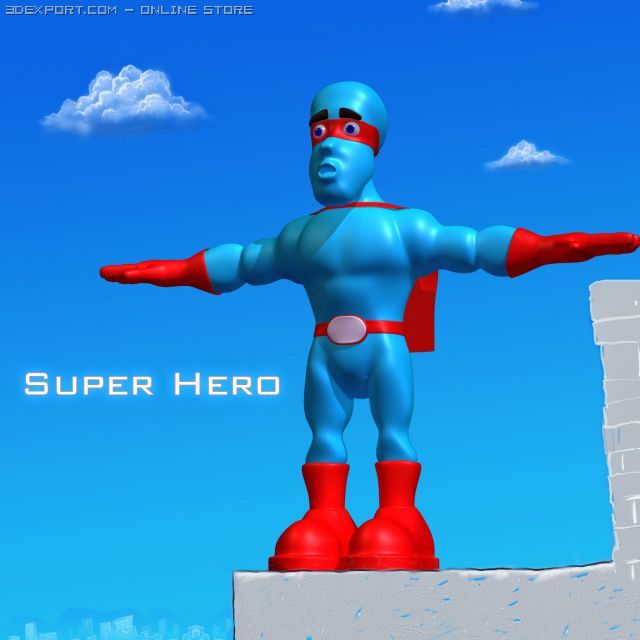 super hero toon caracter Modelo 3D .c4d .max .obj .3ds .fbx .stl .blend 