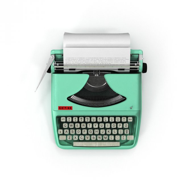 typewriter Modello 3D .c4d .max .obj .3ds .fbx .stl .blend 