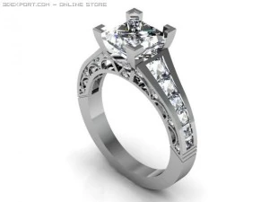 5734 tacori 风格王子切割戒指 3D 模型