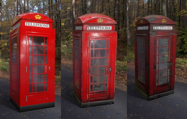 3d 3 telephone box collection Model 3D .c4d .max .obj .3ds .fbx .stl .blend 