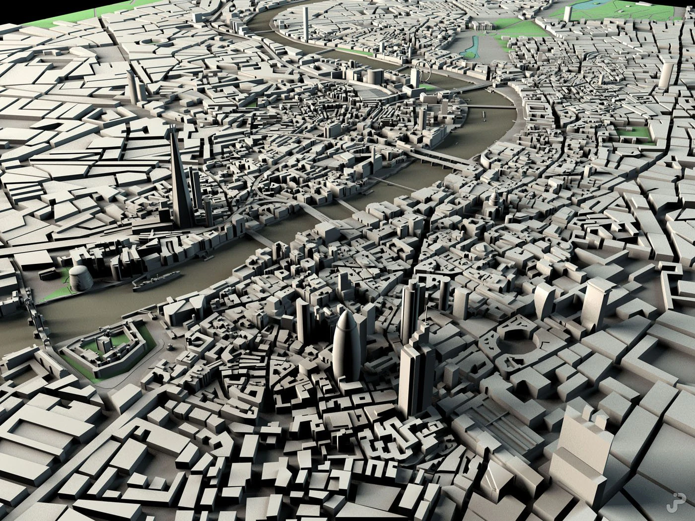 London cityscape 3D Model .c4d .max .obj .3ds .fbx .stl .blend 