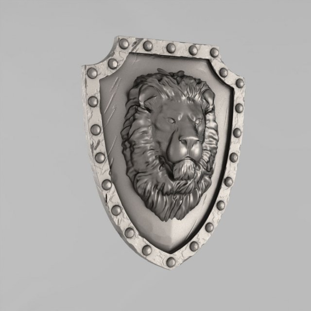 shield with a lion face 3D प्रिंट मॉडल .c4d .max .obj .3ds .fbx .stl .blend 
