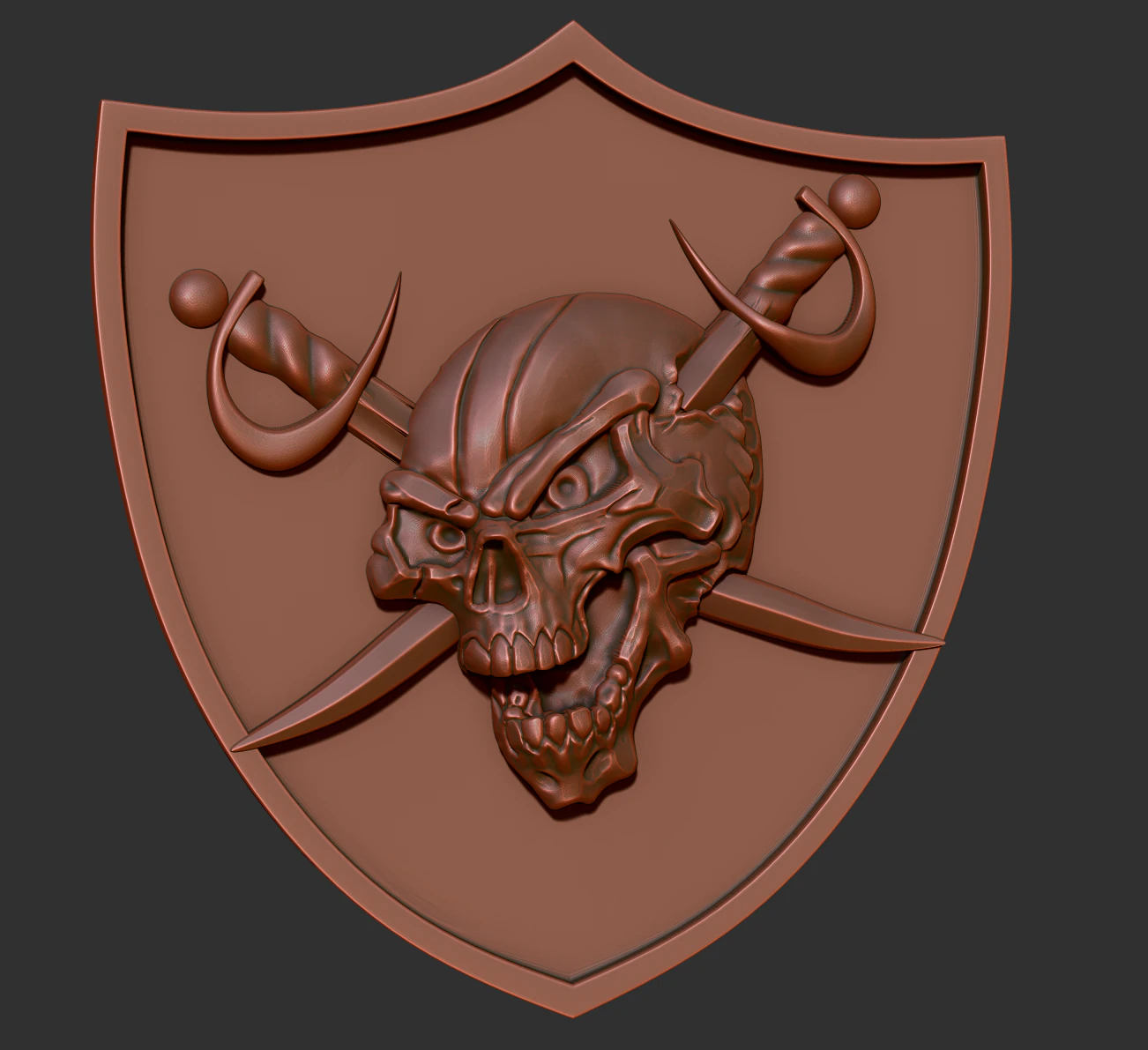 skull with swords on a shield 3D Print Model .c4d .max .obj .3ds .fbx .stl .blend 