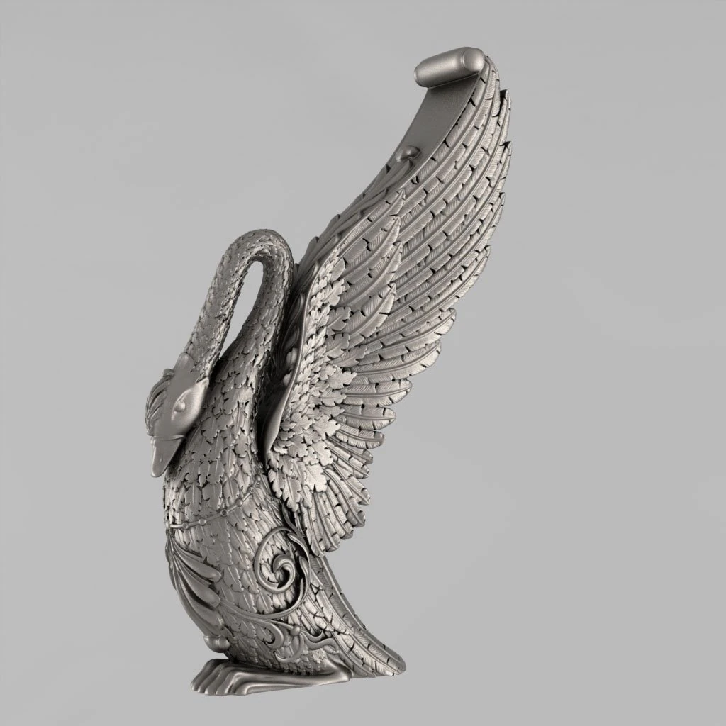 entrance stairs swan with unfolded wings 3D Model .c4d .max .obj .3ds .fbx .stl .blend