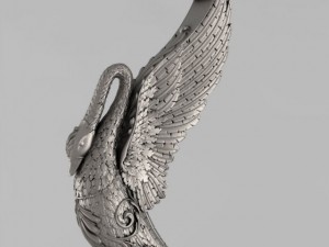 entrance stairs swan with unfolded wings 3D Model